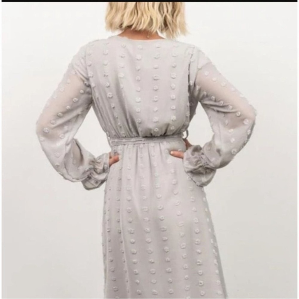 BALTIC BORN Paisley Gray Dot Midi Dress Size XL NWT - Picture 2 of 4